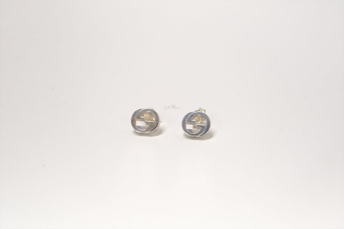 GUCCI INTERLOCKING G STUD EARRING SILVER