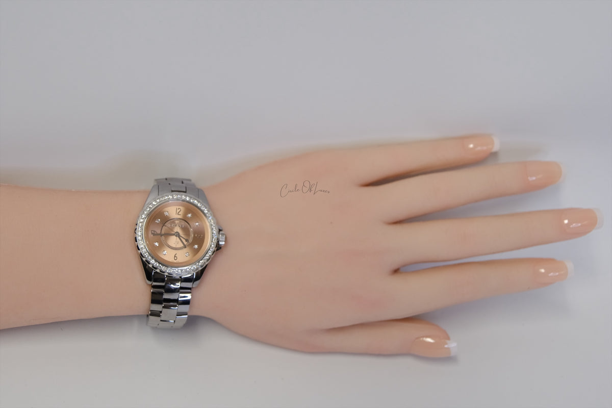 CHANEL J12 CHROMATIC PINK DIAL DIAMOND WATCH 33 MM