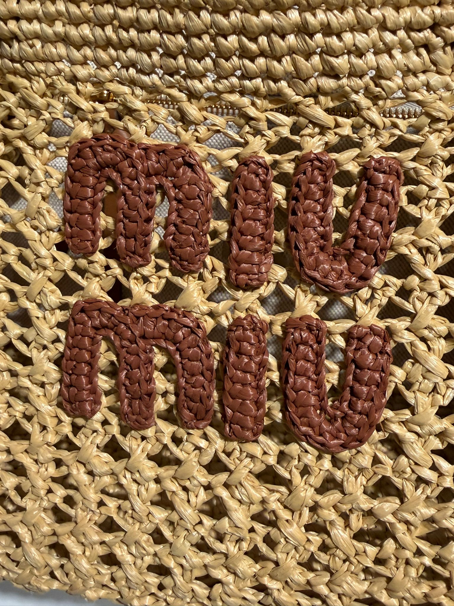 MIU MIU RAFFIA CROCHET SMALL BAG