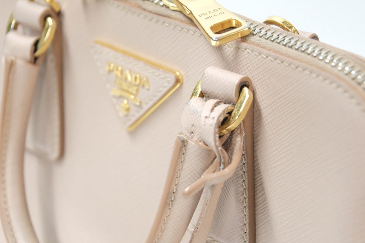 Prada Promenade Small Bag  Powder Pink Saffiano Leather & Gold Tone Hardware