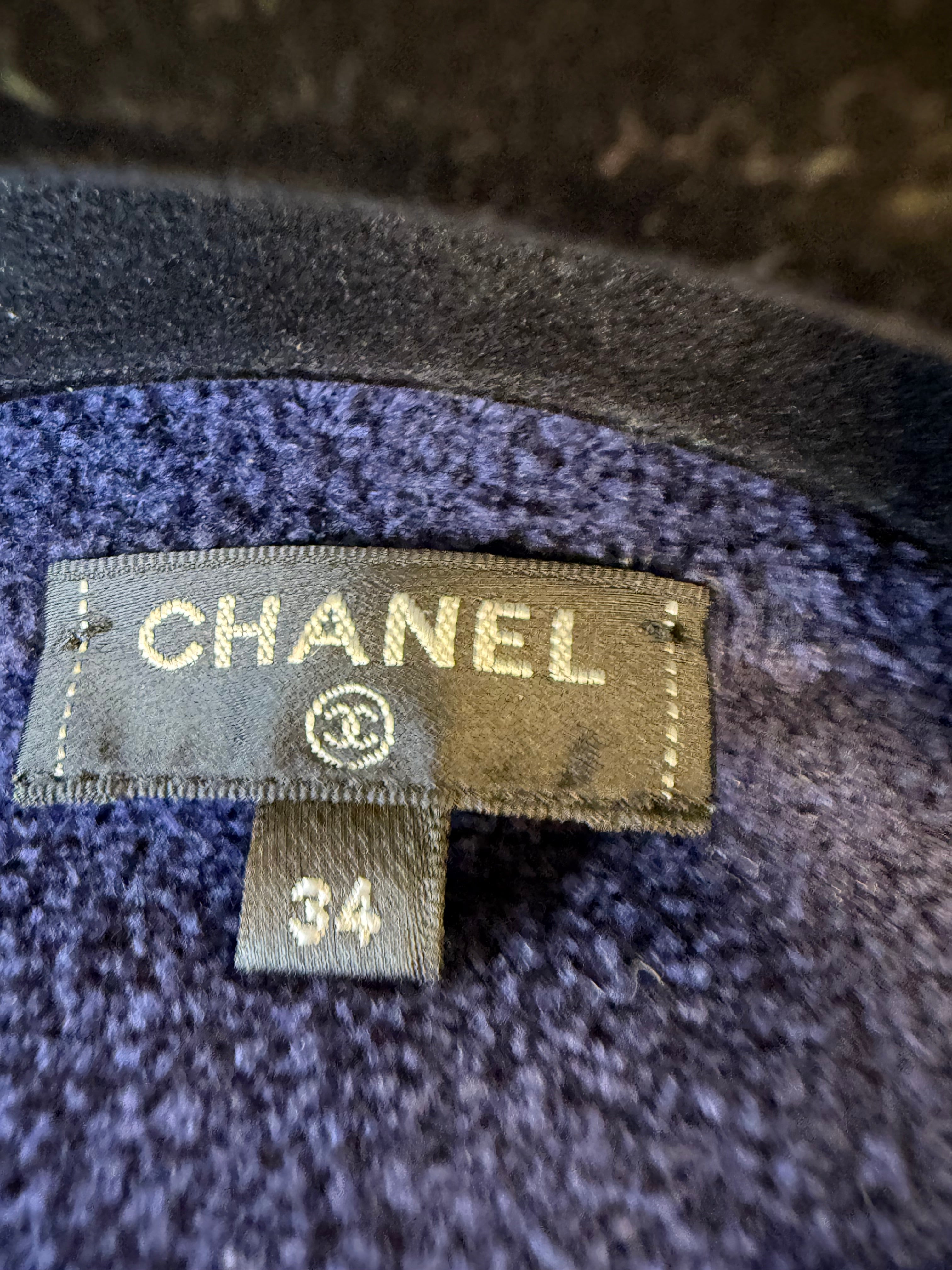 CHANEL COCO BUTTON JACKET COTTON NAVY GHW