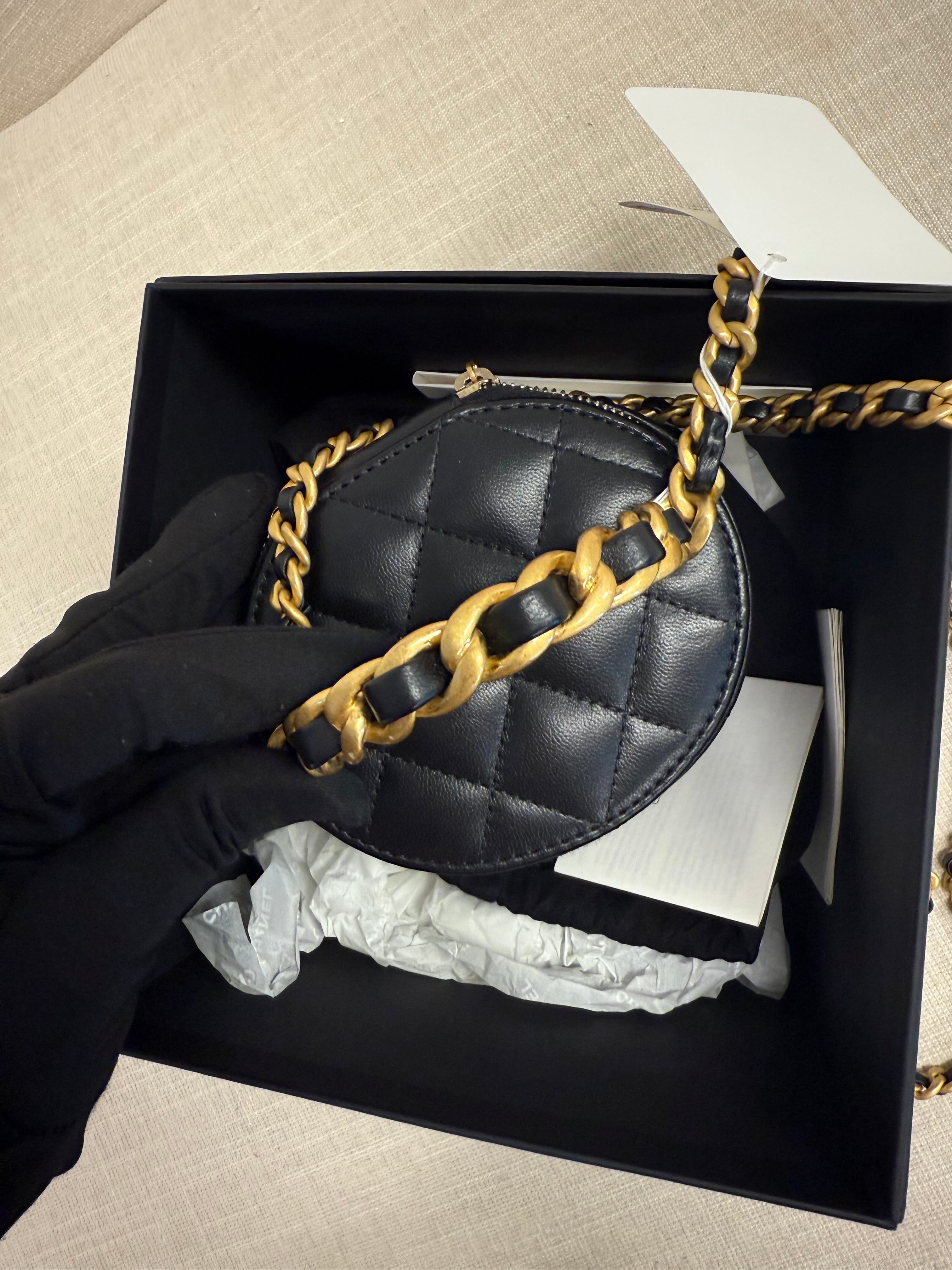 CHANEL HANDLE VANITY QUILTED “AFTERNOON TEA TOP” BLACK LAMSKIN GHW