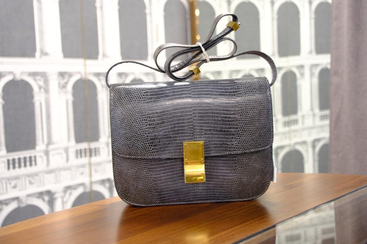 CELINE BOX GREY LIZARD GHW BAG