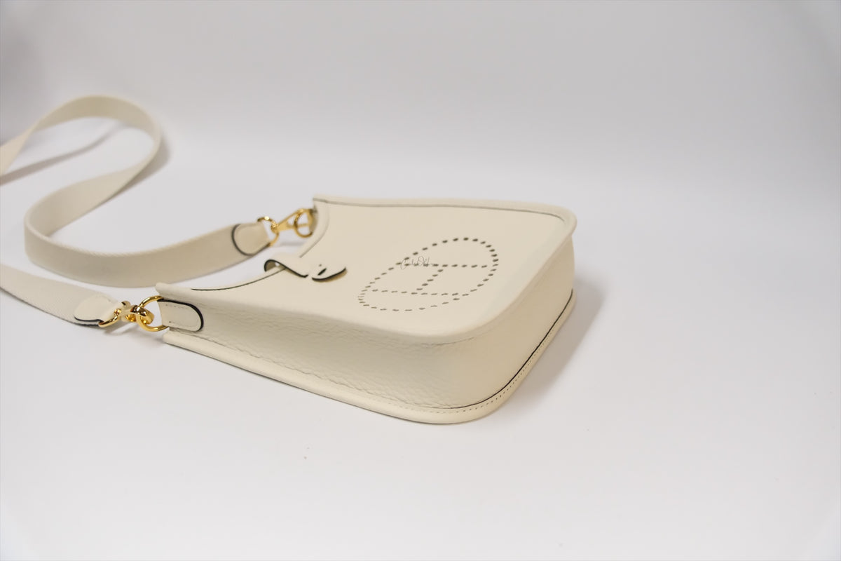 HERMES MINI EVELYNE CREAM GHW STAMP K