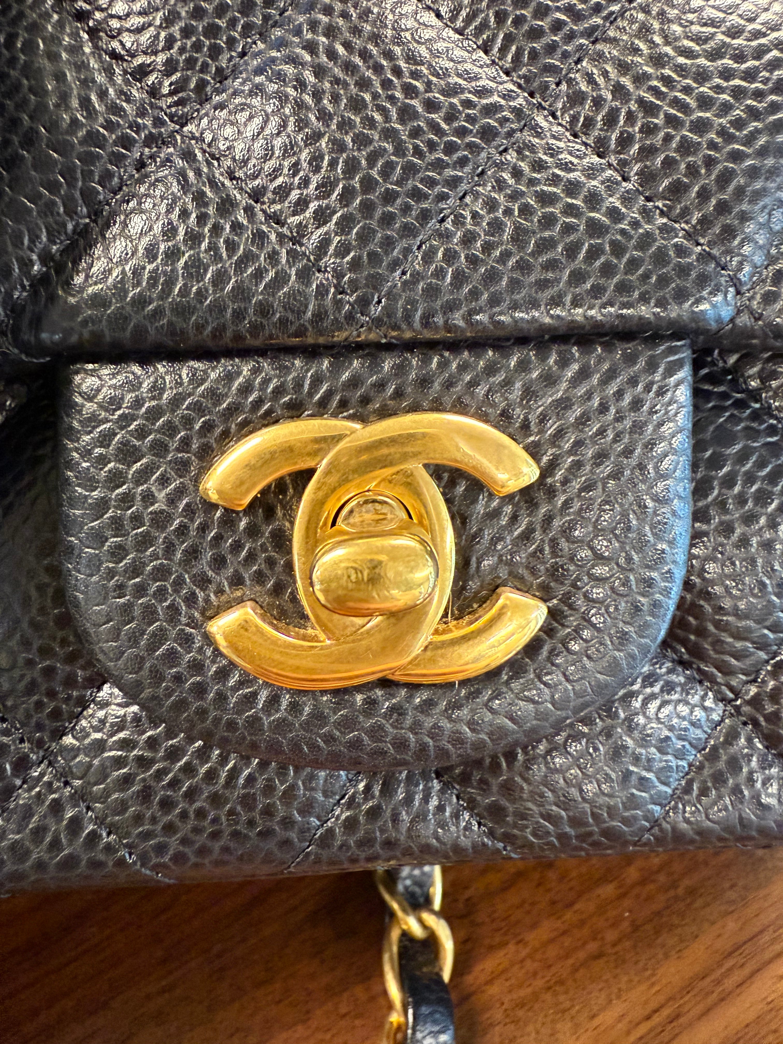CHANEL MINI SQUARE BLACK CAVIAR GHW