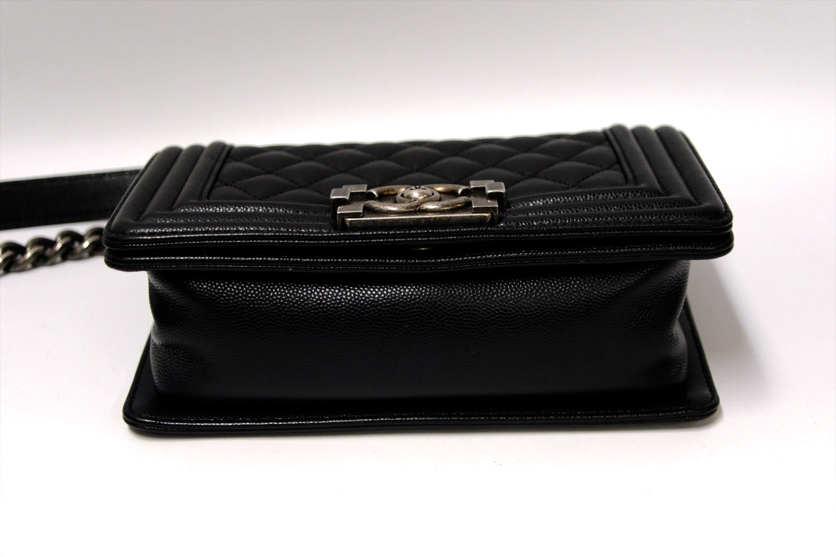CHANEL SMALL BOY CAVIAR BLACK RHW