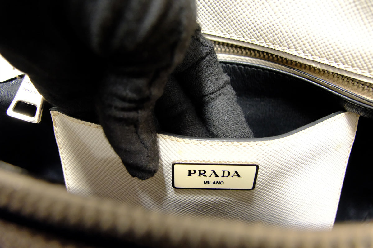 PRADA LEATHER TOTE SAFFIANO CUIR TWIN