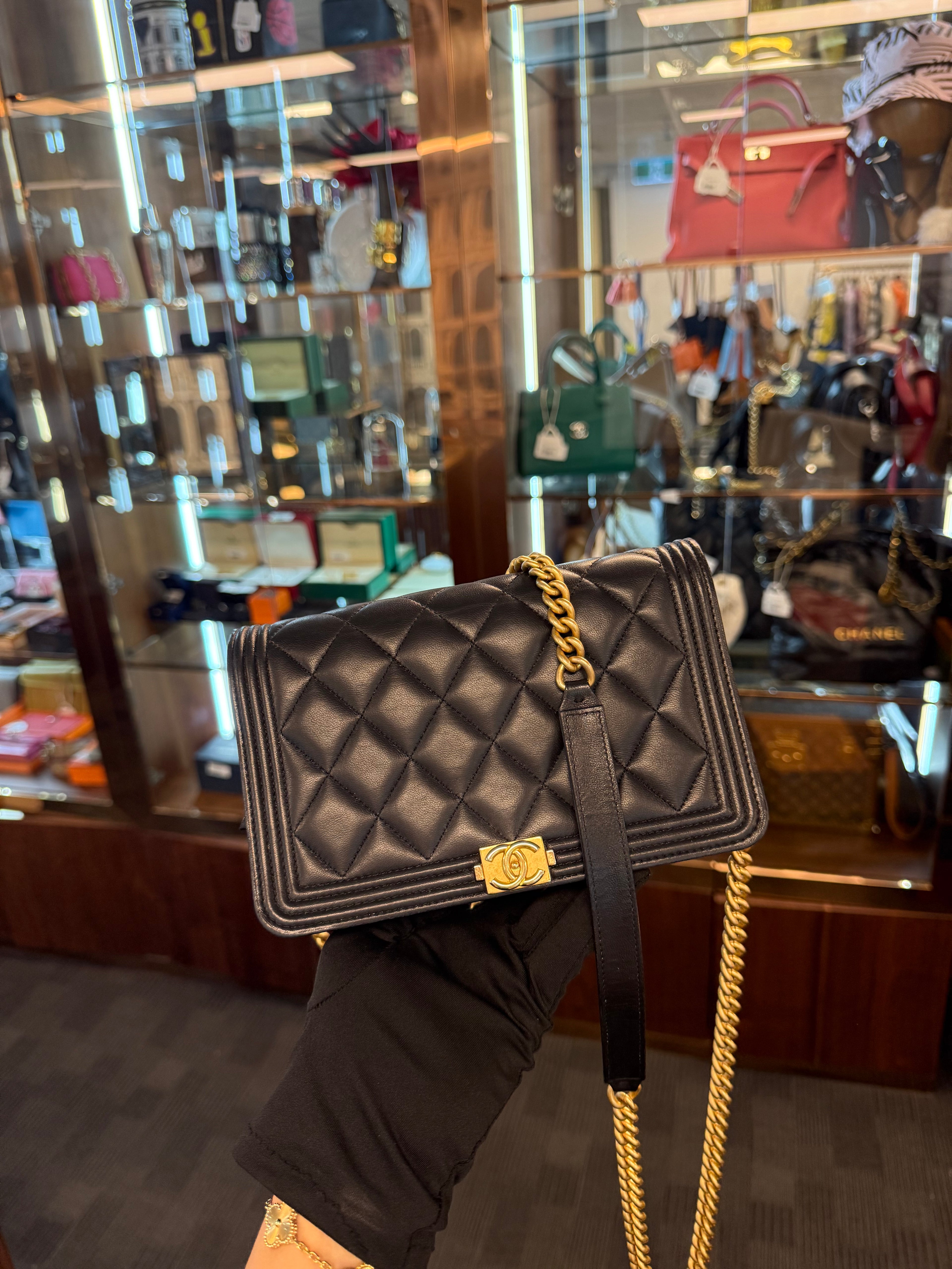 CHANEL WOC BOY BLACK LAMSKIN GHW