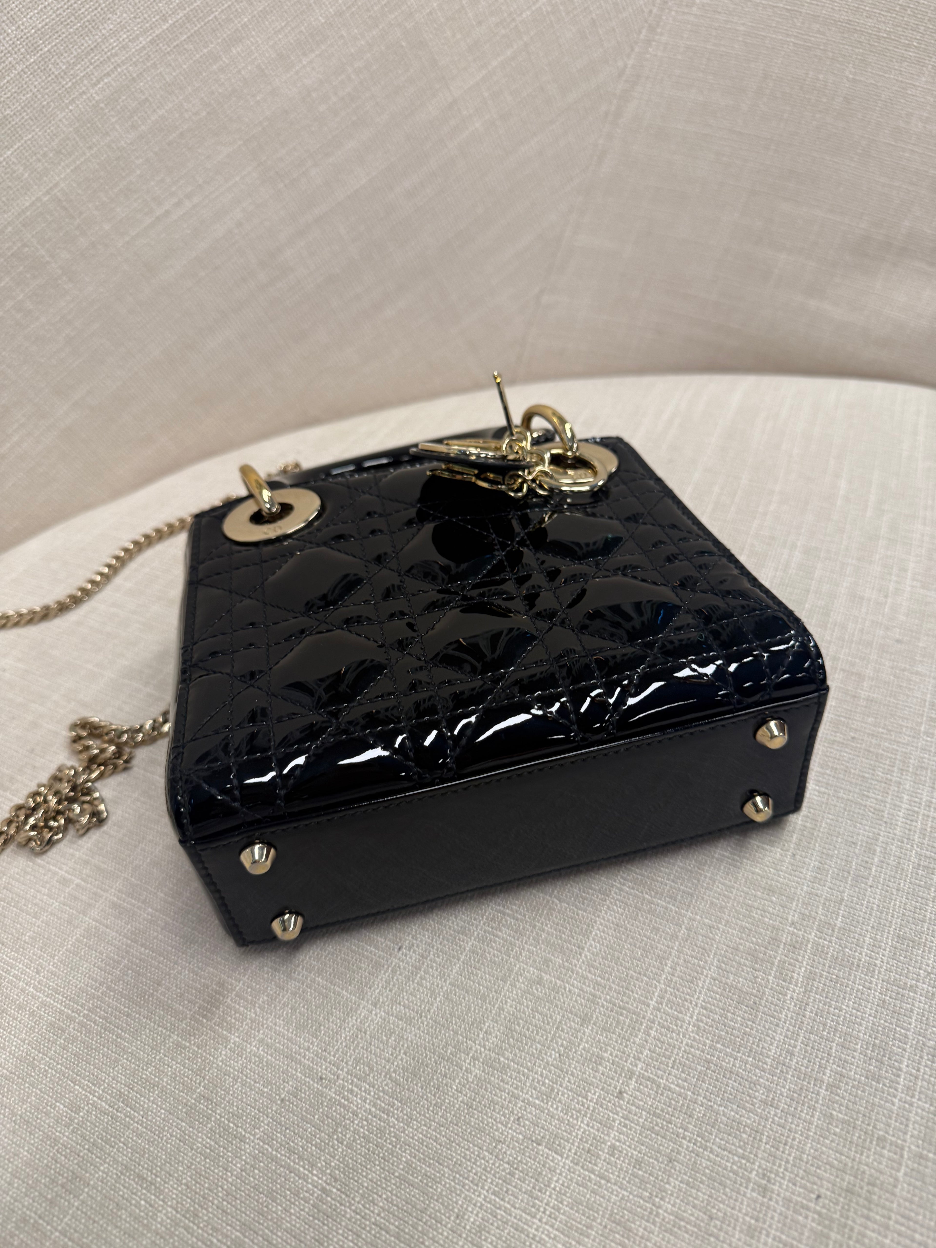 LADY DIOR MINI BLACK PATTERN GHW