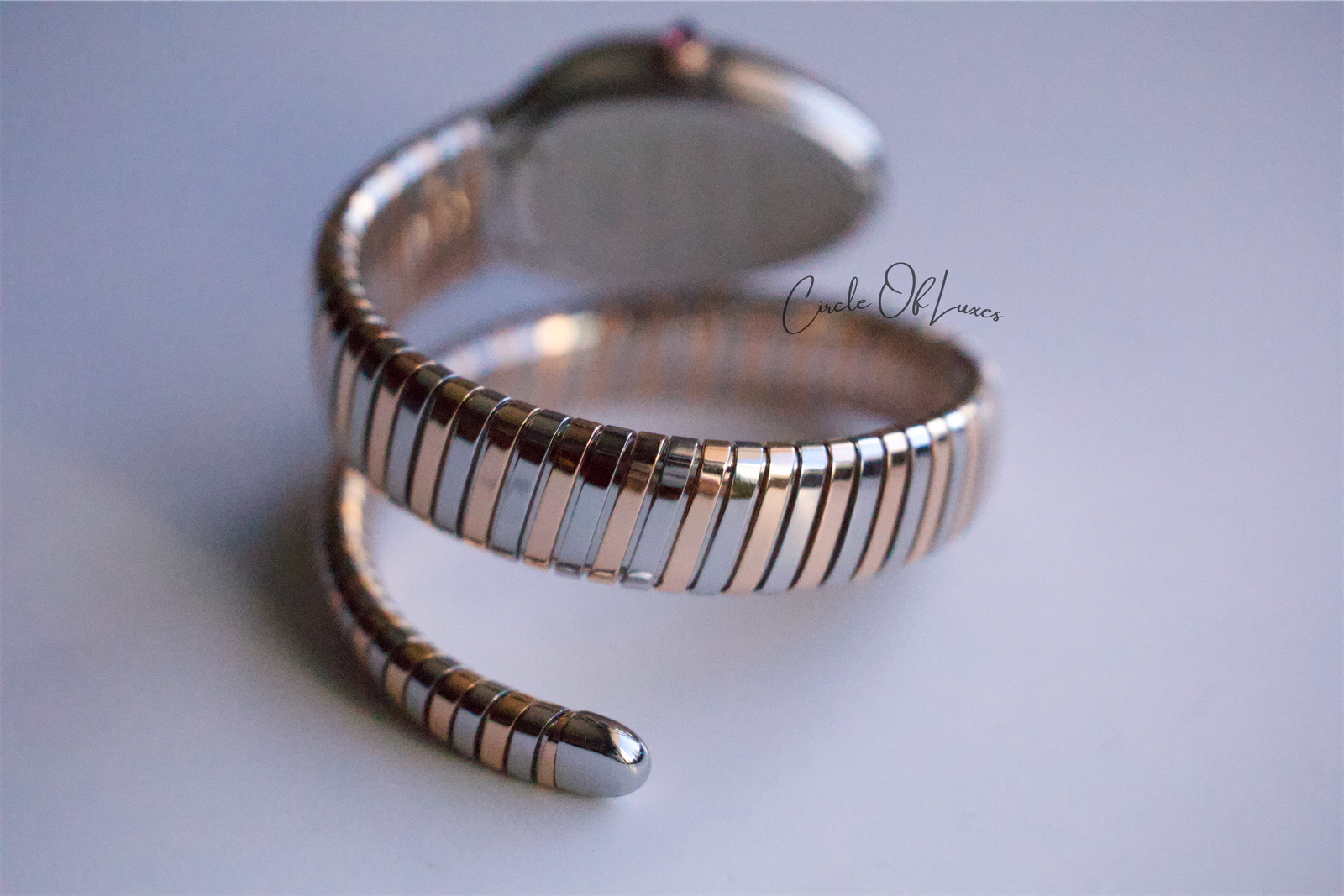 BVLGARI SERPENTINE TUBOGAS DIAMONDS  18K ROSE GOLD/STEEL VIOLET DIAL