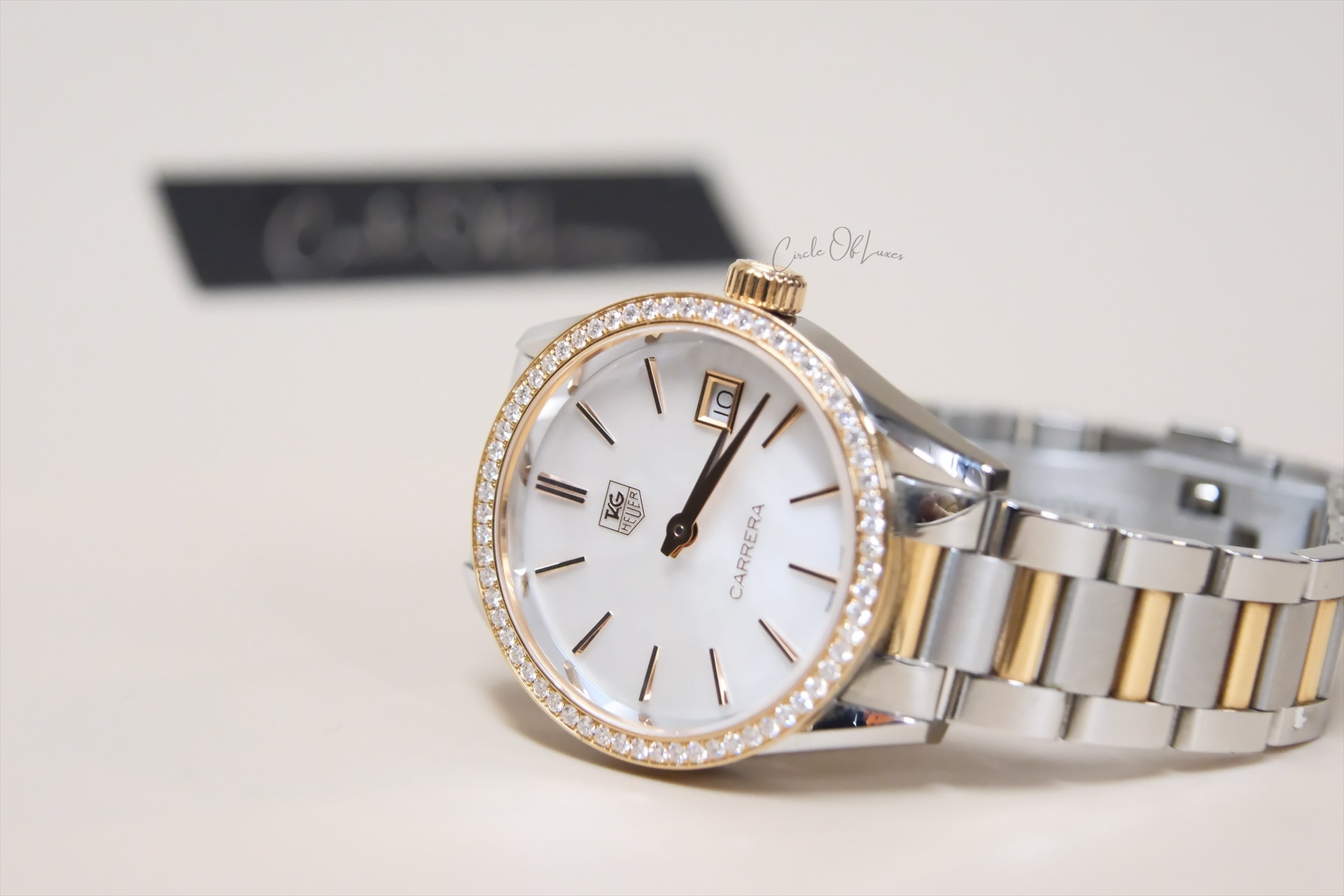 TAGHEUER 32mm CARRERA TWO TONE DIAMONDS BEZELS MOP