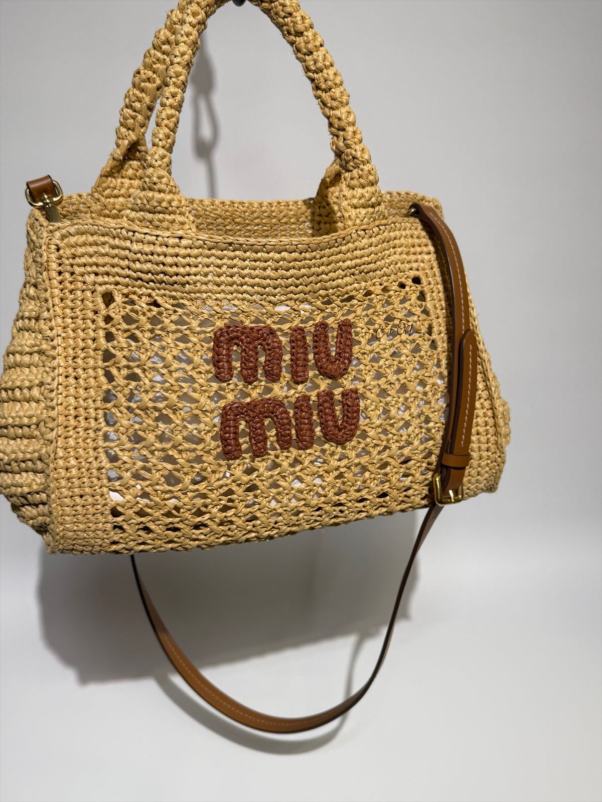MIU MIU RAFFIA CROCHET SMALL BAG