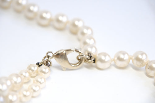 CHANEL CRYSTAL CC FAUX PEARL STRAND CHAIN BELT