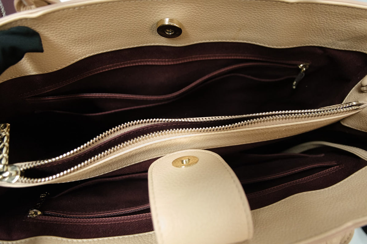 Chanel Cerf Executive Tote Medium Beige Caviar Leather Ghw
