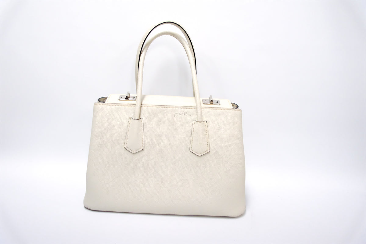 PRADA LEATHER TOTE SAFFIANO CUIR TWIN