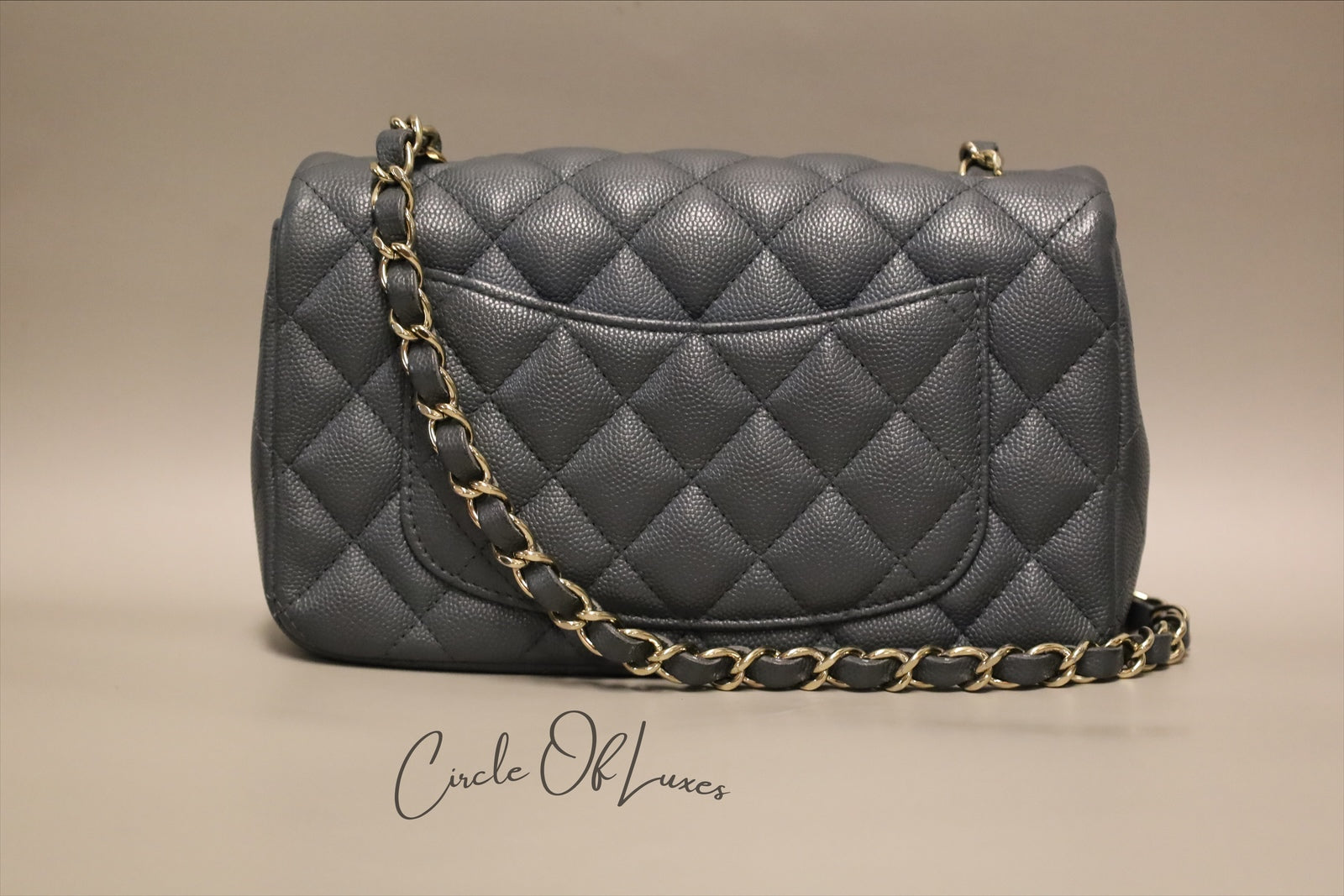 CHANEL MINI RECTANGLE GREY GHW CAVIAR