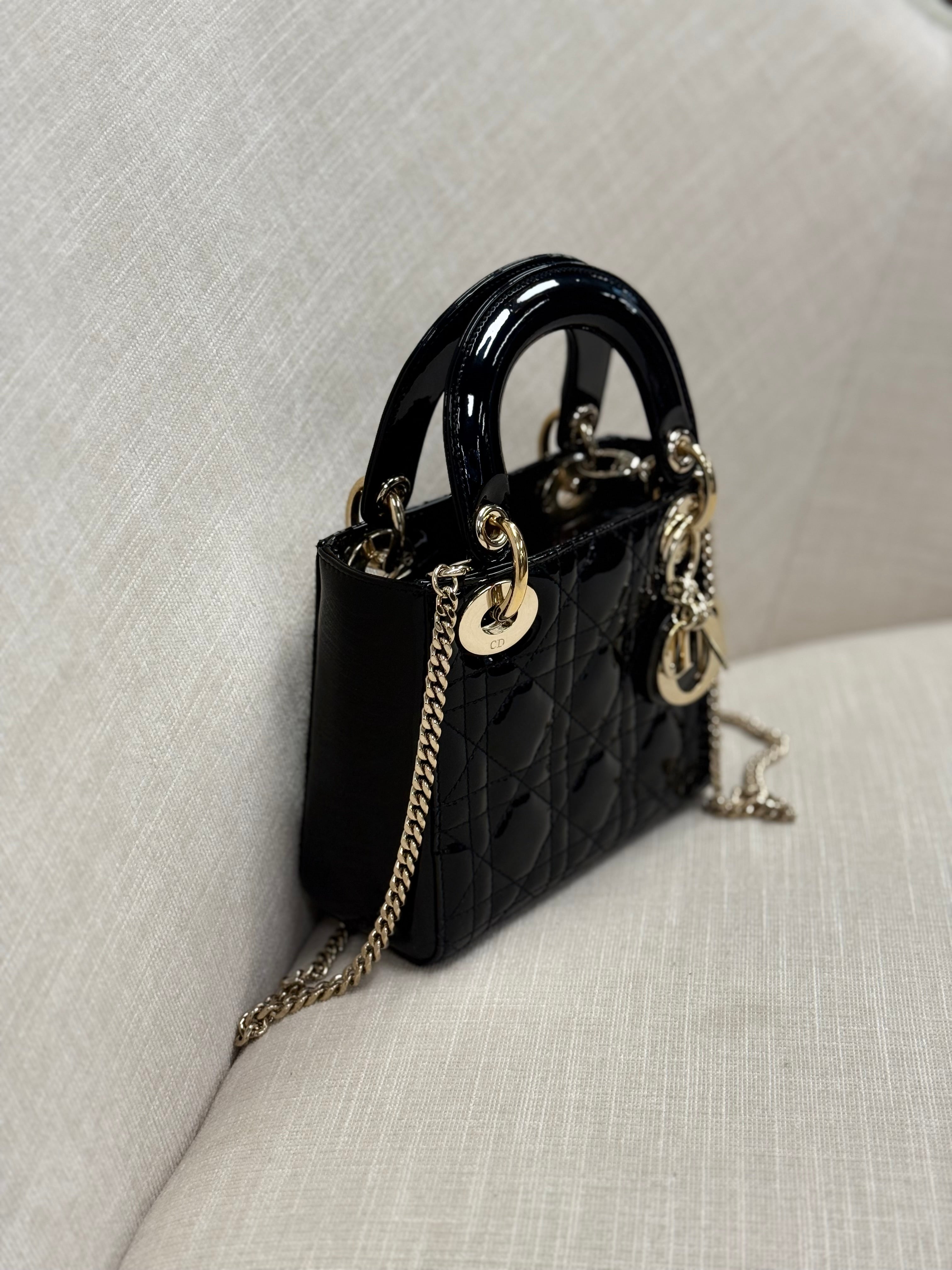 LADY DIOR MINI BLACK PATTERN GHW