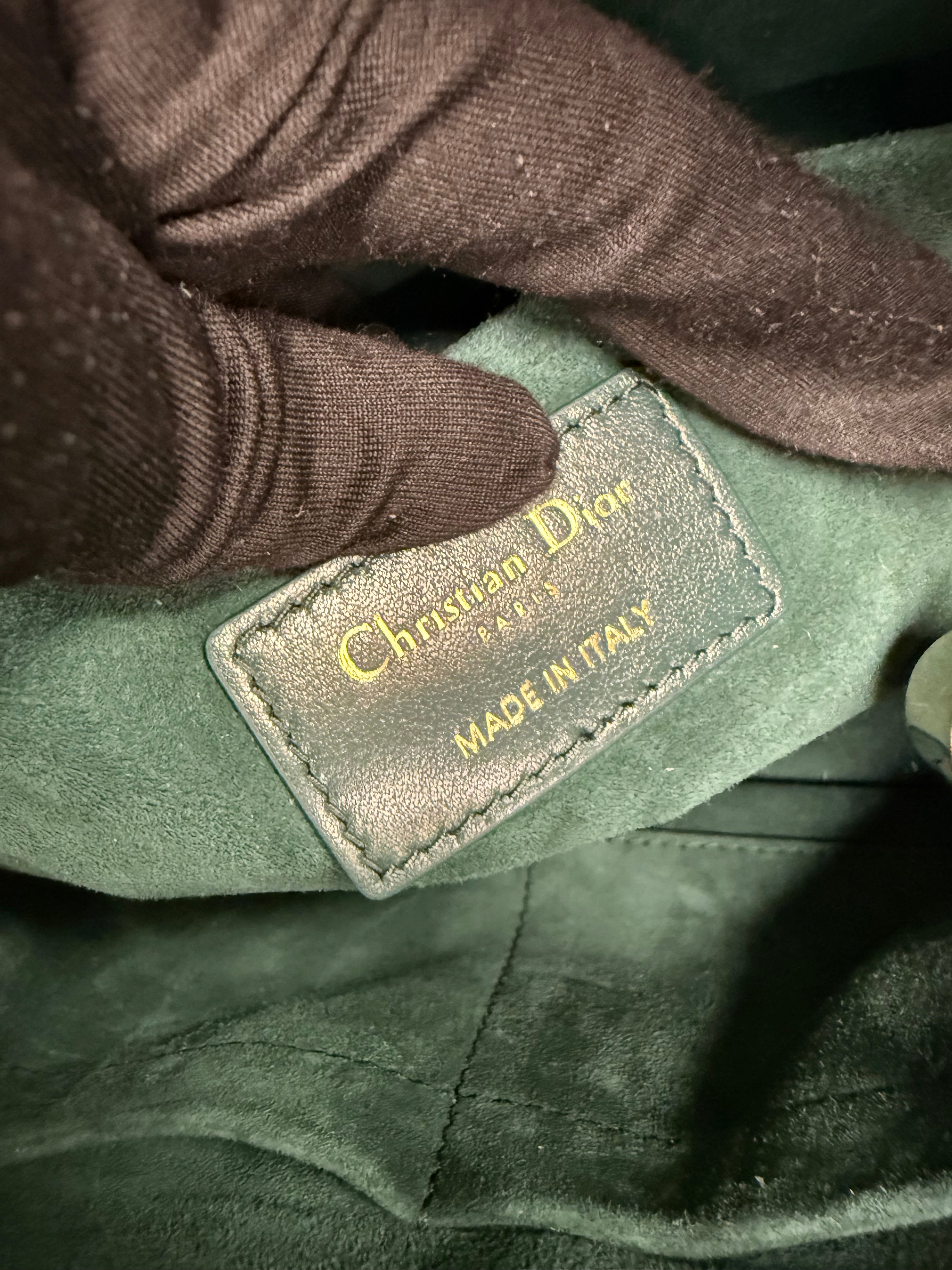 DIOR LADY 95.22 BAG CANNAGE  SMALL DARK GREEN