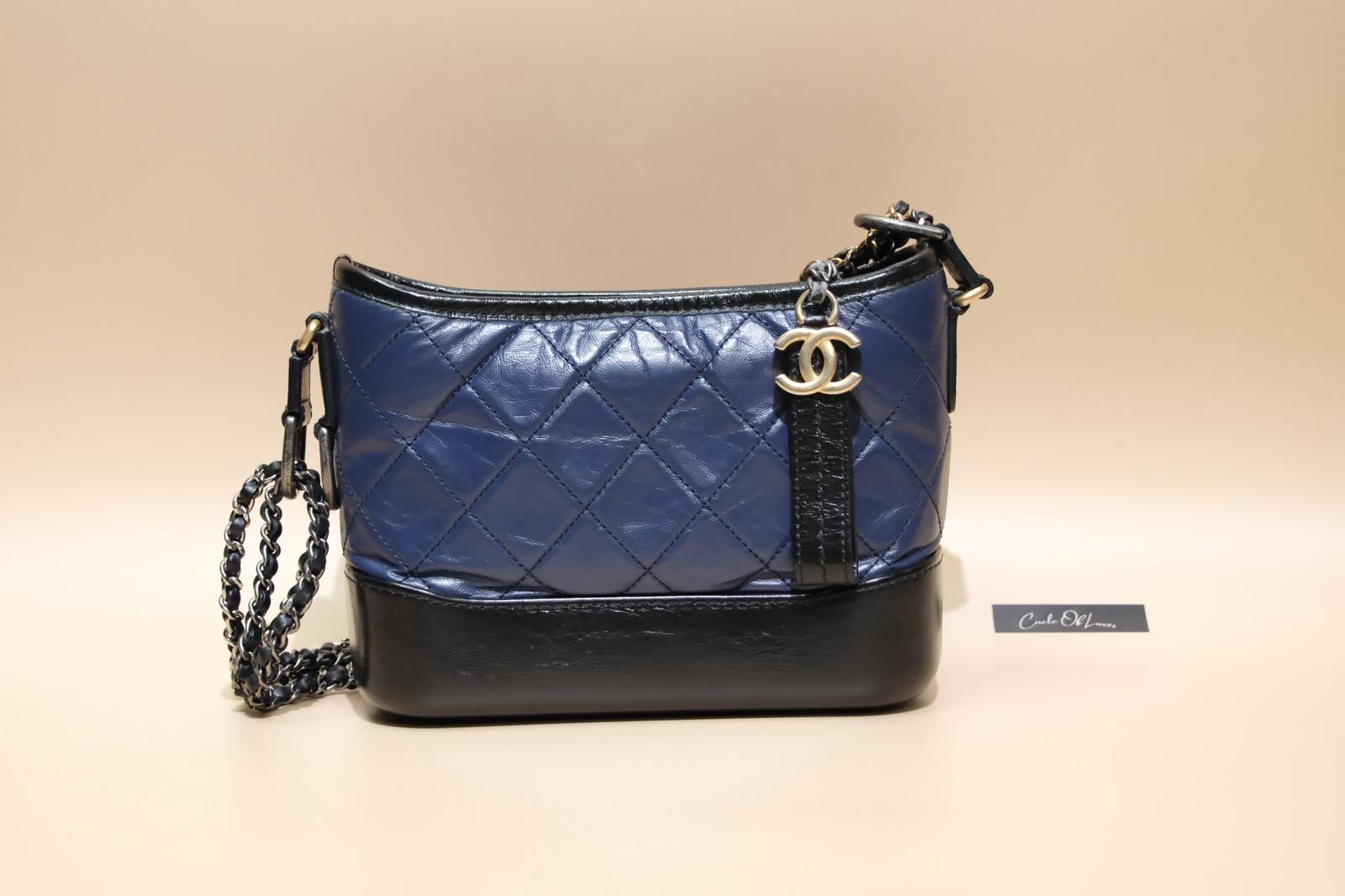 CHANEL SMALL GABRIELLE NAVY/BLACK CALFSKIN MIXED HARDWARE