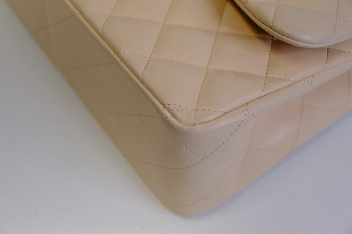 CHANEL JUMBO CLASSIC FLAP BEIGE LAMBSKIN SHW