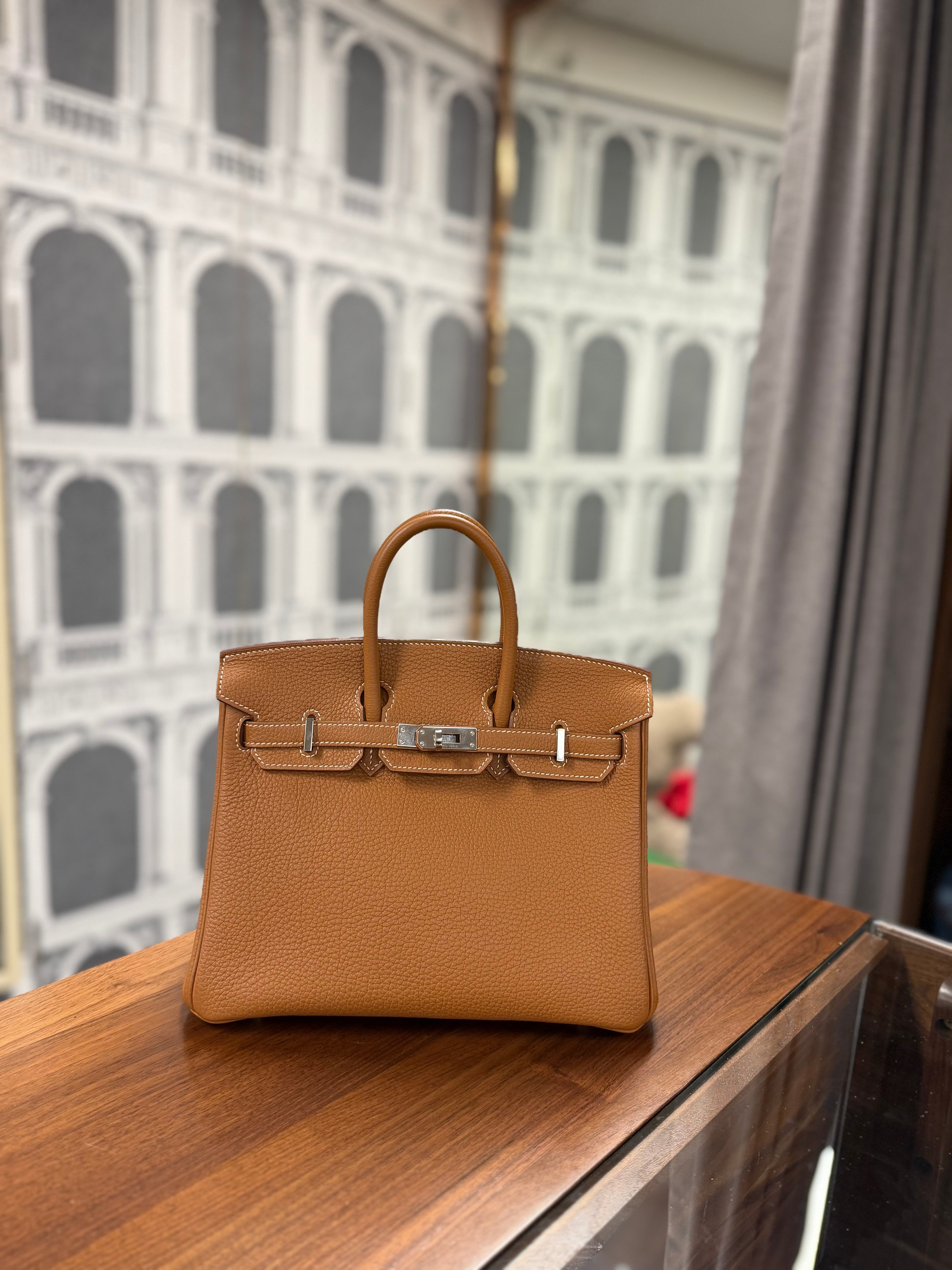 HERMES BIRKIN 25 GOLD PHW TOGO STAMP U