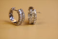 18ct WHITE GOLD CLAW SET ROUND BRILLIANT & BAGUETTE DIAMONDS EARRING