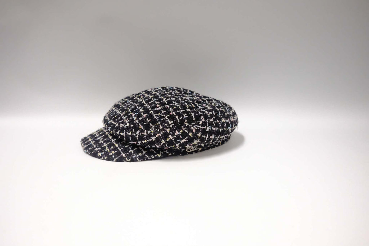 CHANEL TWEED NEWBOY CAP CC LOGO CRYSTAL SIZE M