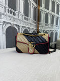 GUCCI SMALL MARMONT COLOUR BLOCK LEATHER   GHW
