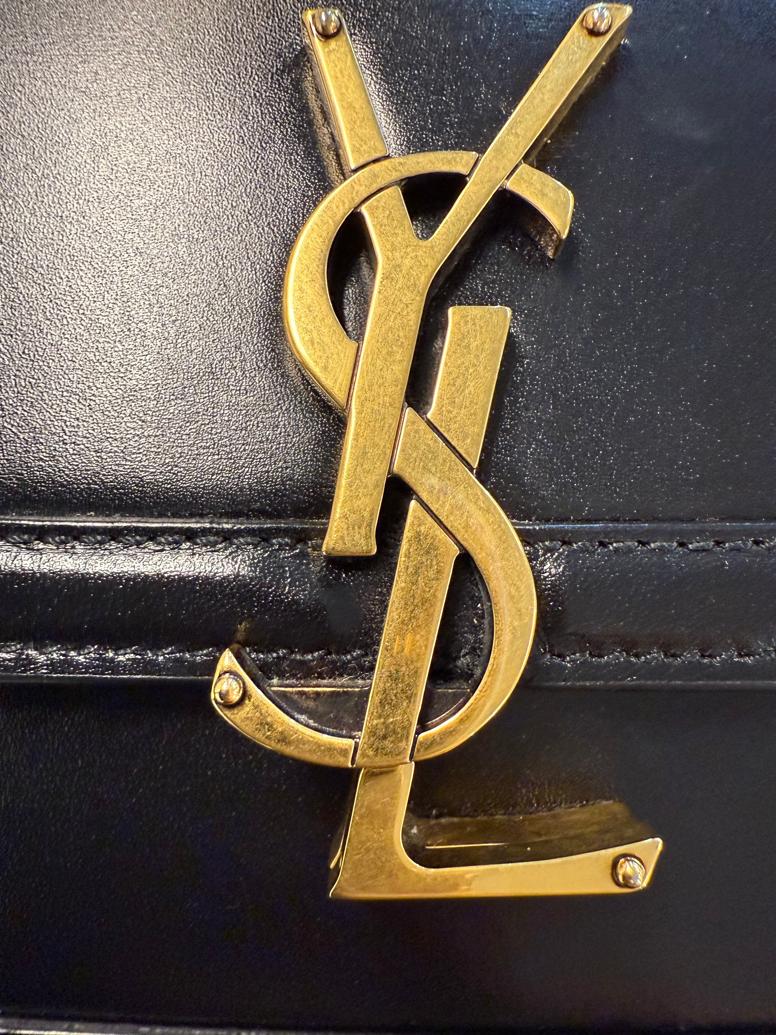SAINT LAURENT SOLFERINO SATCHEL BLACK LEATHER BOX