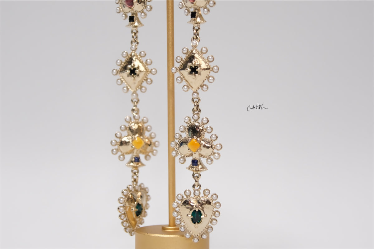 CHANEL SPADE MUTIL MOTIF LONG DROP EARRING