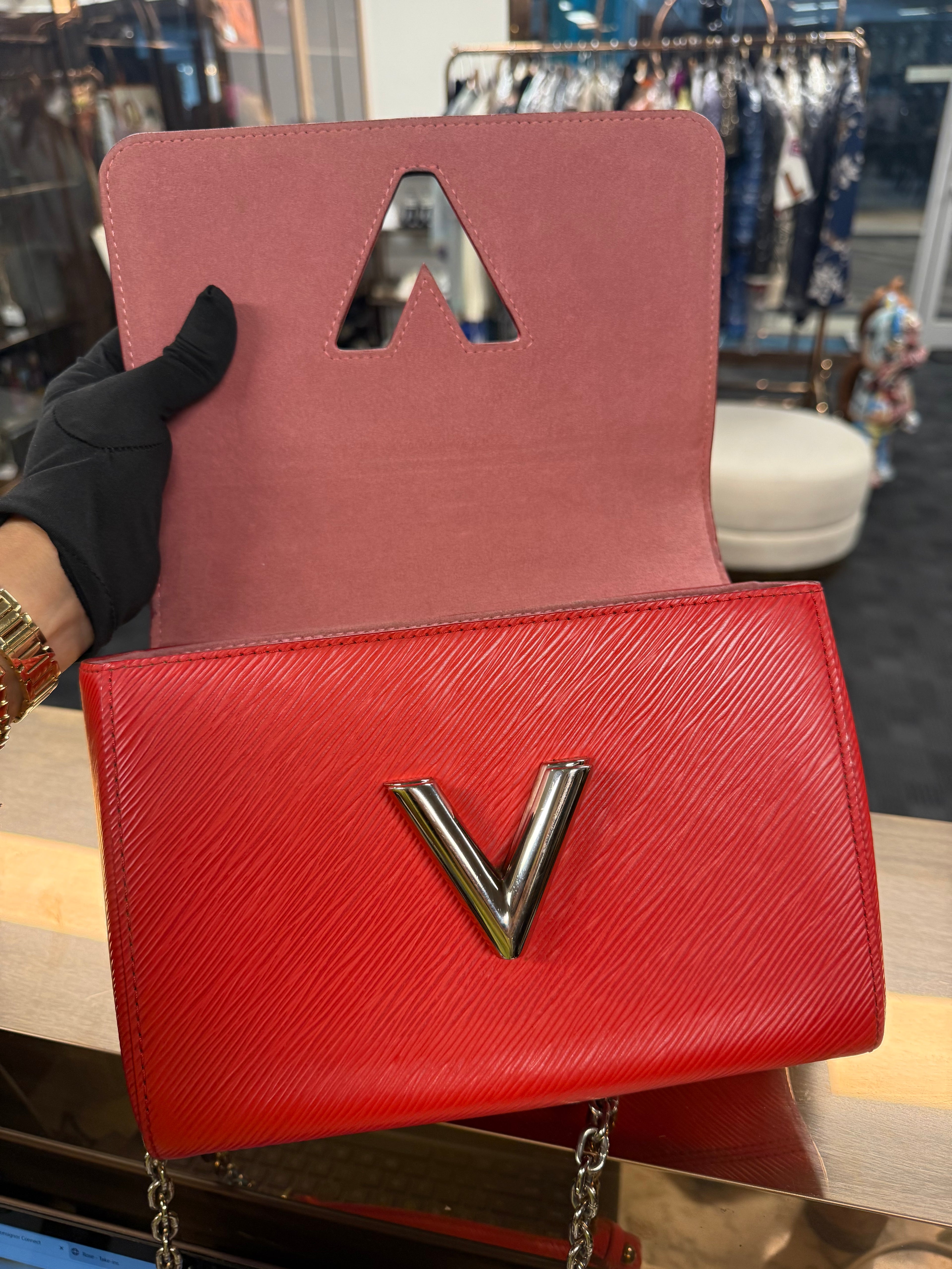 Louis Vuitton Twist MM Red Epi Leather with Silver Hardware