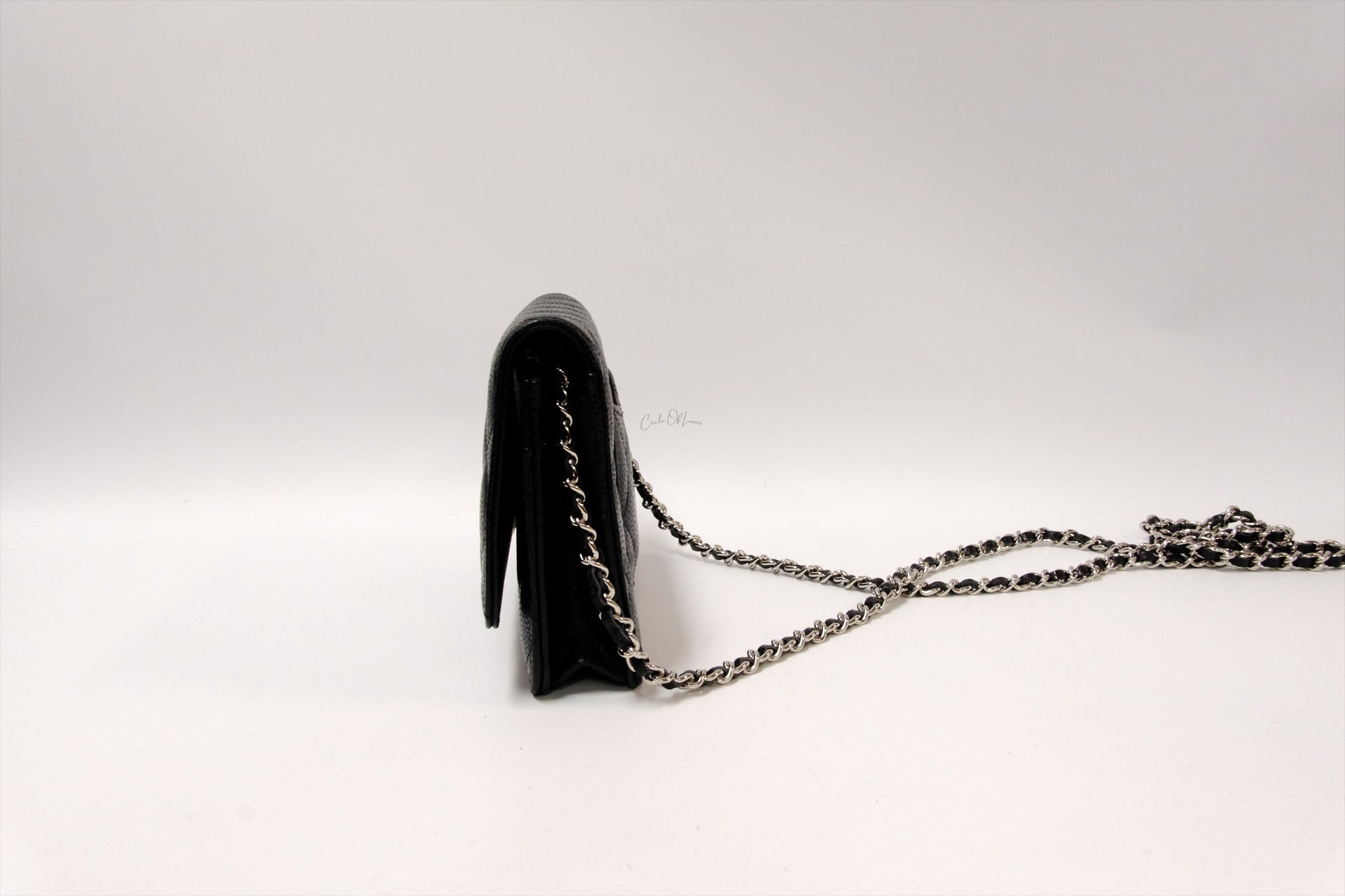 CHANEL  BLACK WALLET ON CHAIN CAVIAR SHW