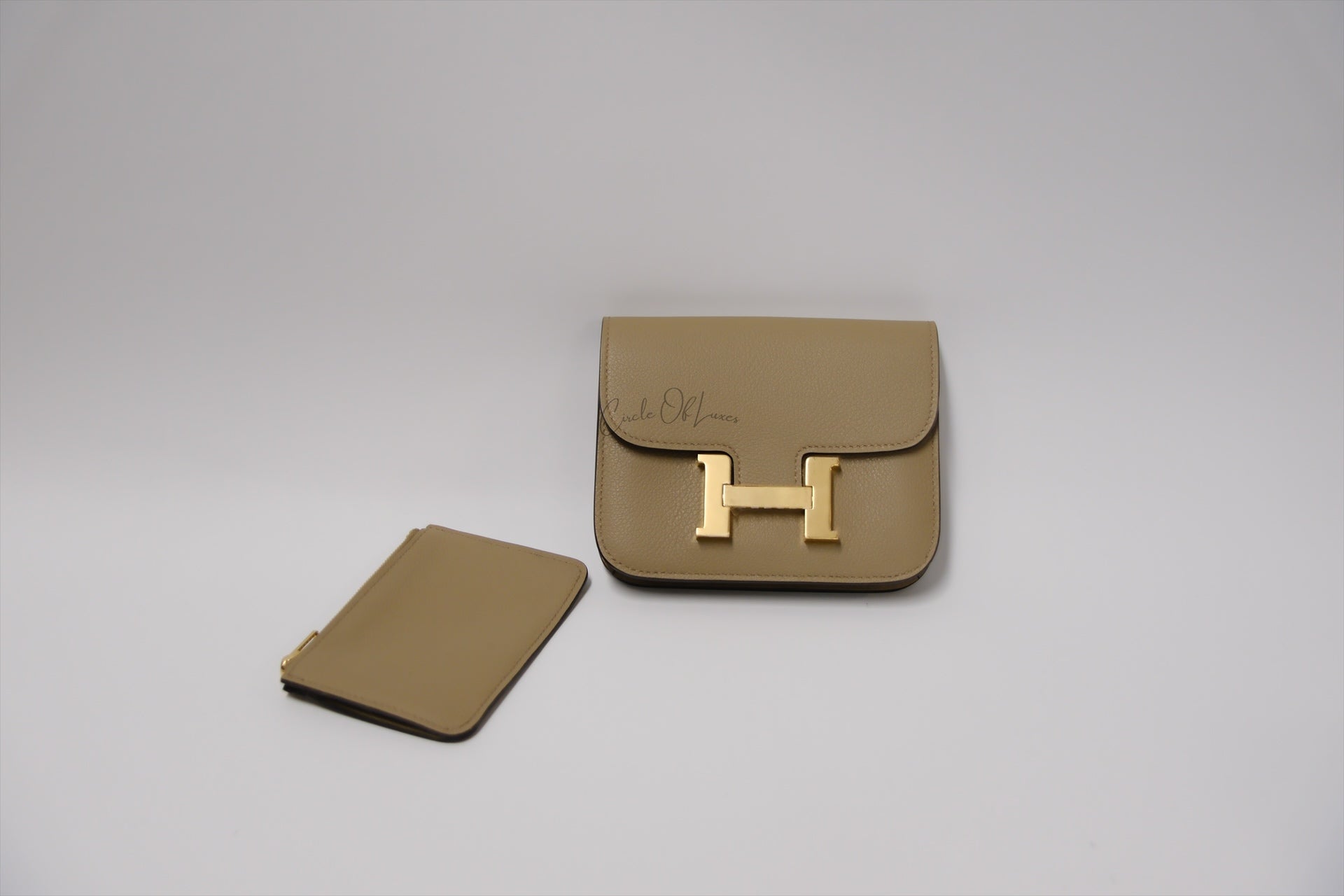 HERMES CONSTANCE SLIM WALLET BEIGE MARGA SHW STAMP W