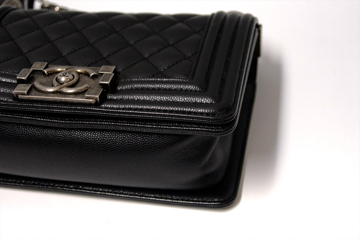 CHANEL SMALL BOY CAVIAR BLACK RHW