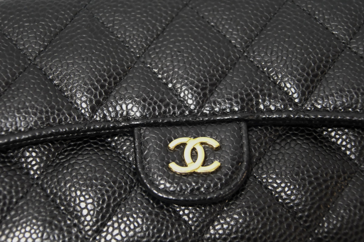CHANEL LONG WALLET BLACK CAVIAR GHW