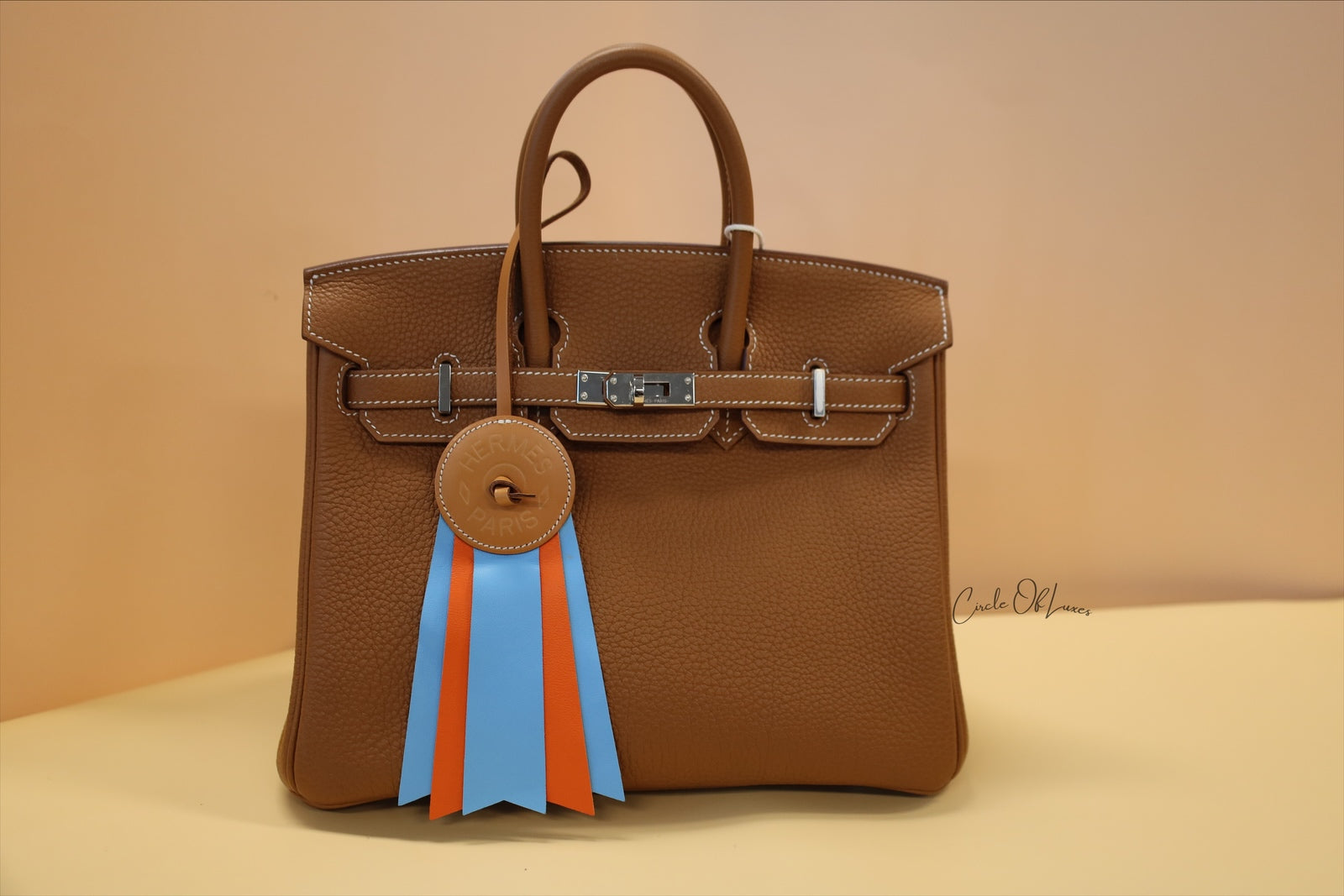HERMES PADDOCK FLOT CAHRM ORANGE POPPY (8v) BLEU ATOLL (3P) LEATHER CHARM