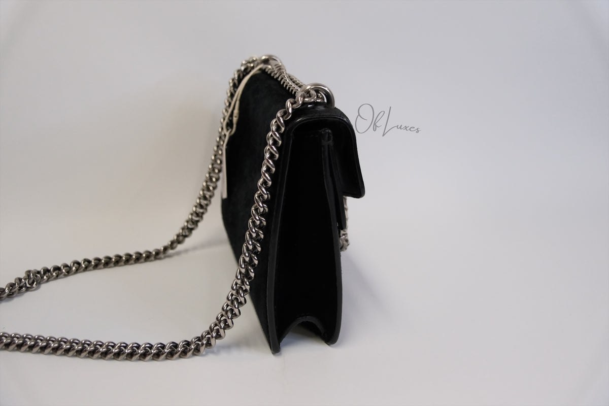 GUCCI Dionysus Mini Chain Bag  Black suede