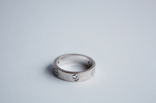 CARTIER LOVE RING WHITE GOLD SIZE 60 3 DIAMONDS