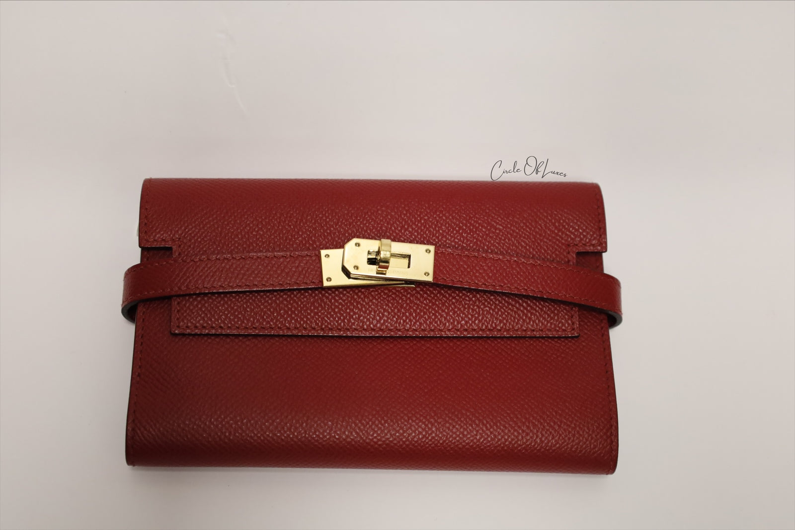 HERMES KELLY COMPACT WALLET GRENAT GHW STAMPT 003 GF
