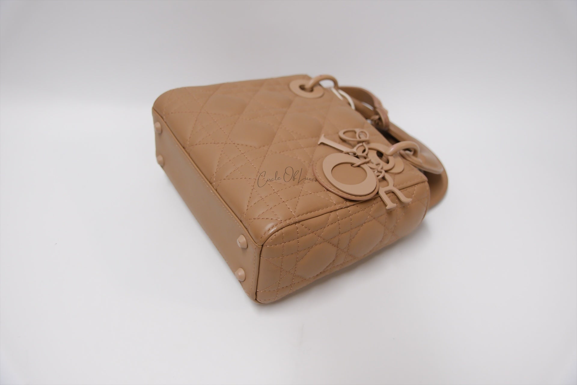CHRISTIAN DIOR ULTRA MATTE CALFSKIN CANNAGE MINI LADY DIOR LIGHT BEIGE