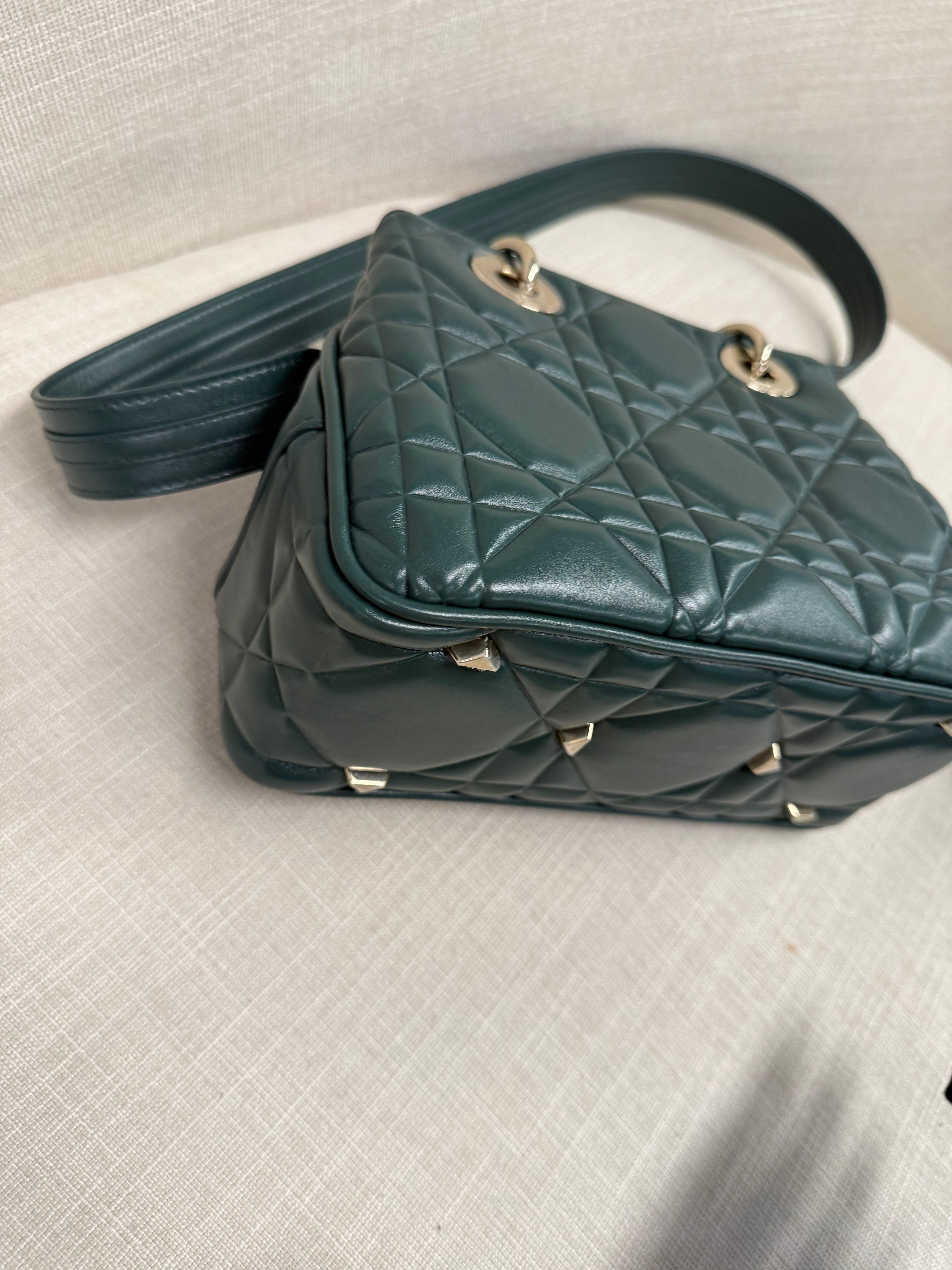 DIOR LADY 95.22 BAG CANNAGE  SMALL DARK GREEN
