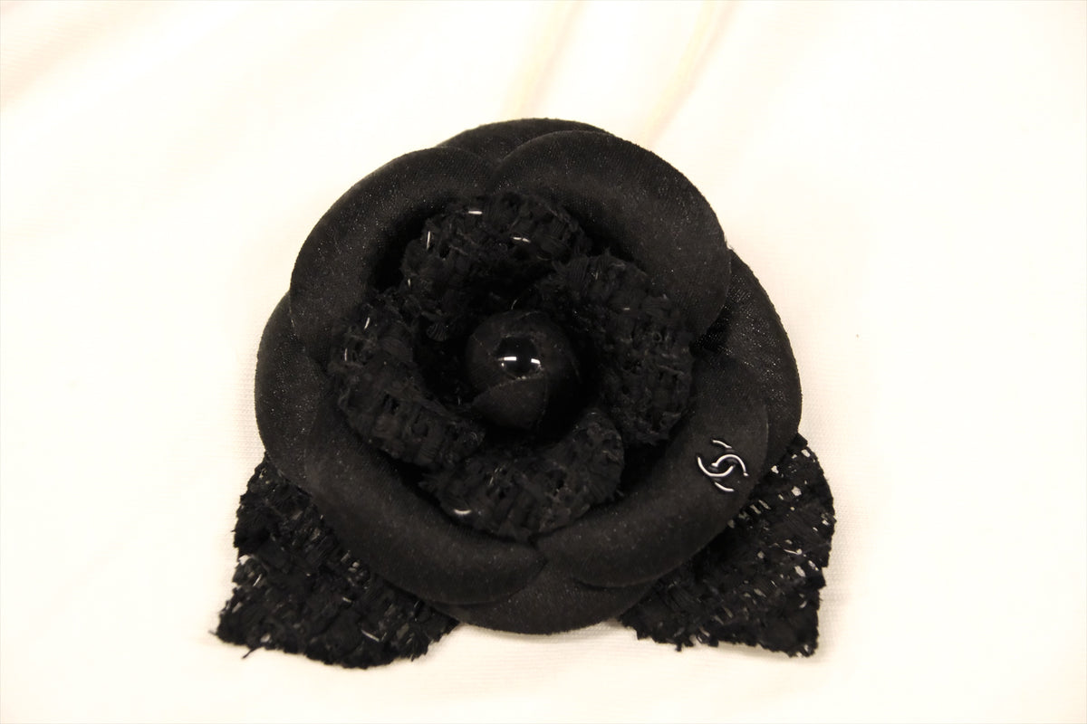 CHANEL CAMELIE BROOCH BLACK