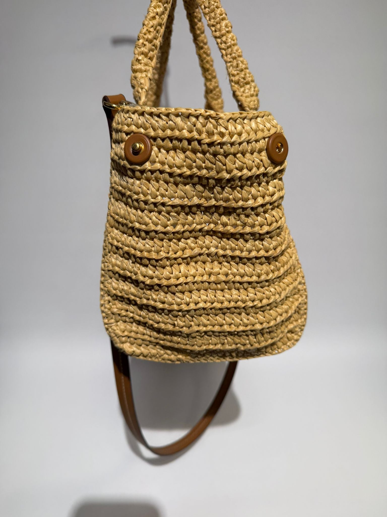 MIU MIU RAFFIA CROCHET SMALL BAG