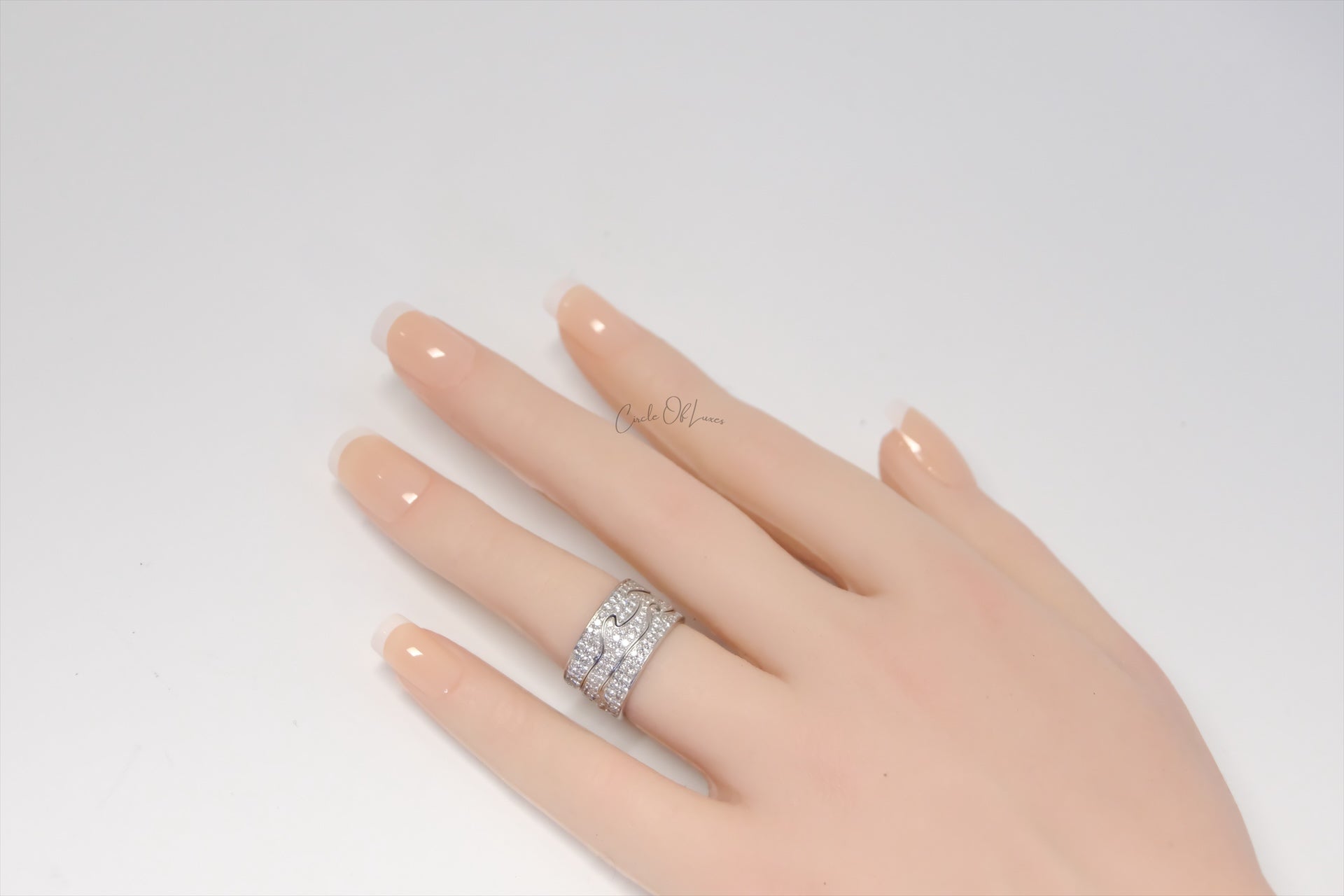 GEORG JENSEN FUSION GOLD DIAMOND 3 PIECE PUZZLE RING SET size 49