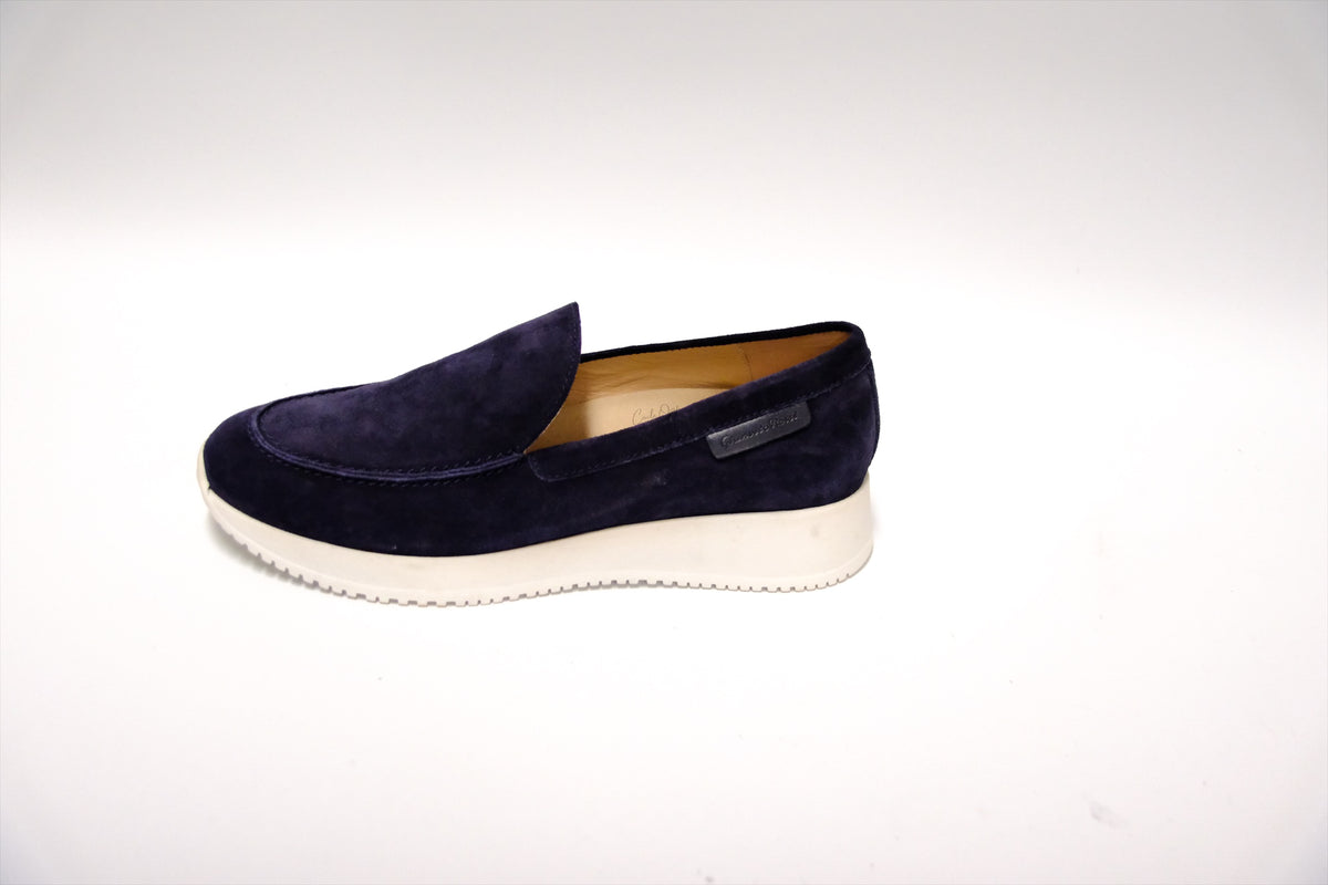GIANVITO ROSSI SUEDE PLATFORM NAVY SLIP ON SIZE 36