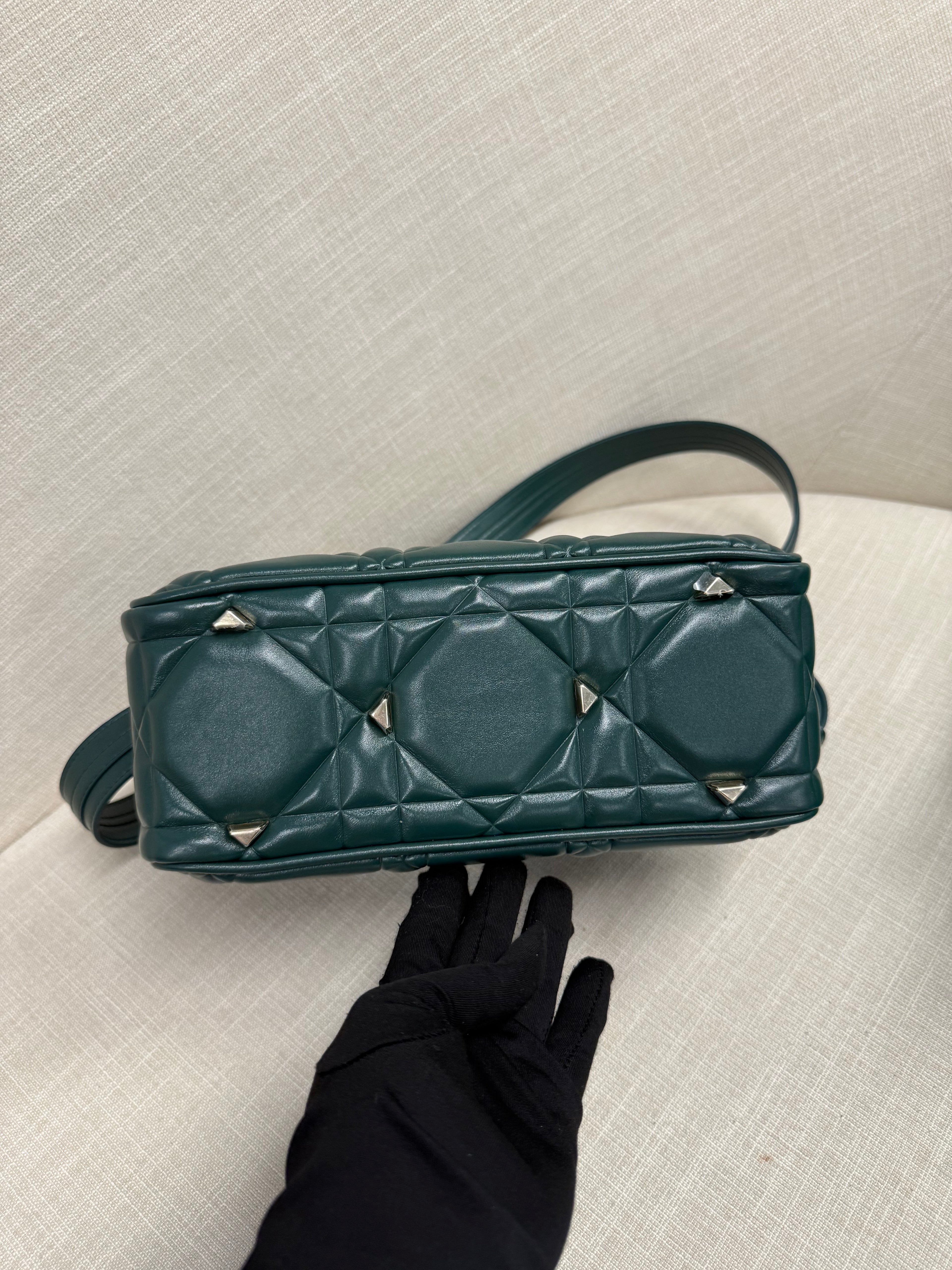 DIOR LADY 95.22 BAG CANNAGE  SMALL DARK GREEN