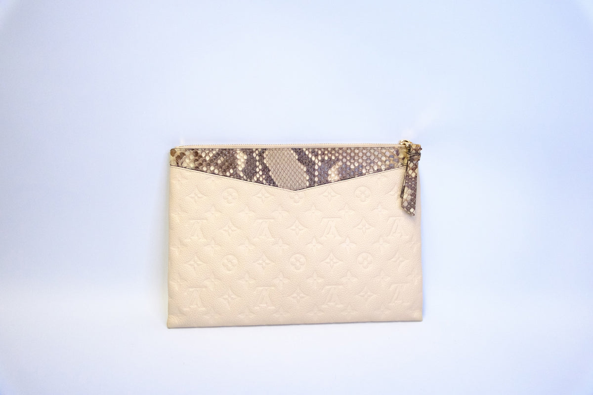 LOUIS VUITTON MONOGRAM DALY POUCH EMPREINTE PYTHON TRIM LEATHER