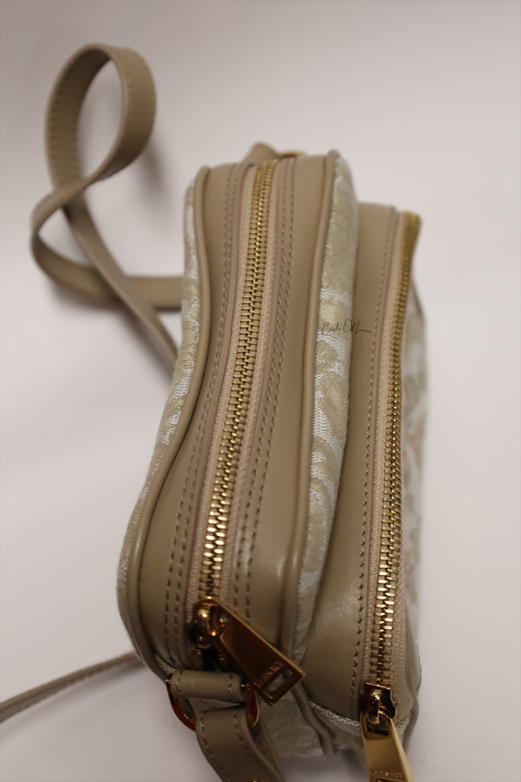 VERSACE CAMERA MINI CANVAS BEIGE BAG