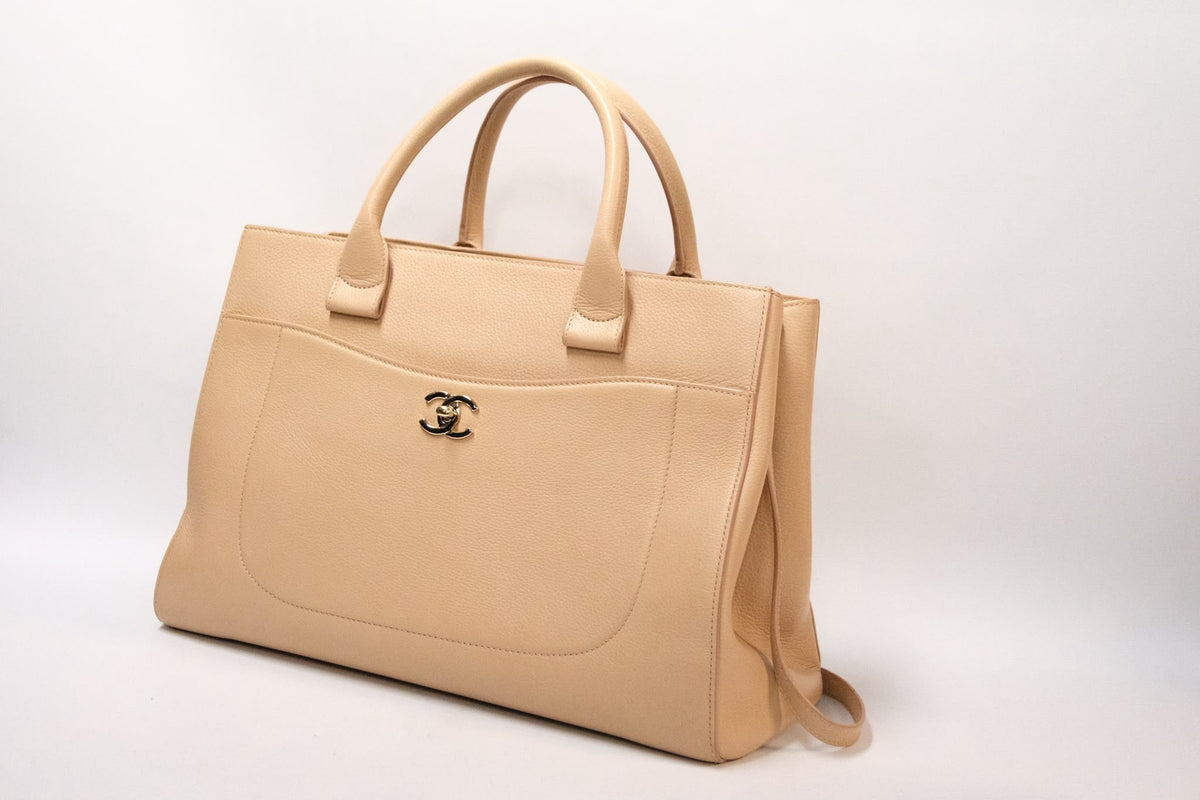 Chanel Cerf Executive Tote Medium Beige Caviar Leather Ghw