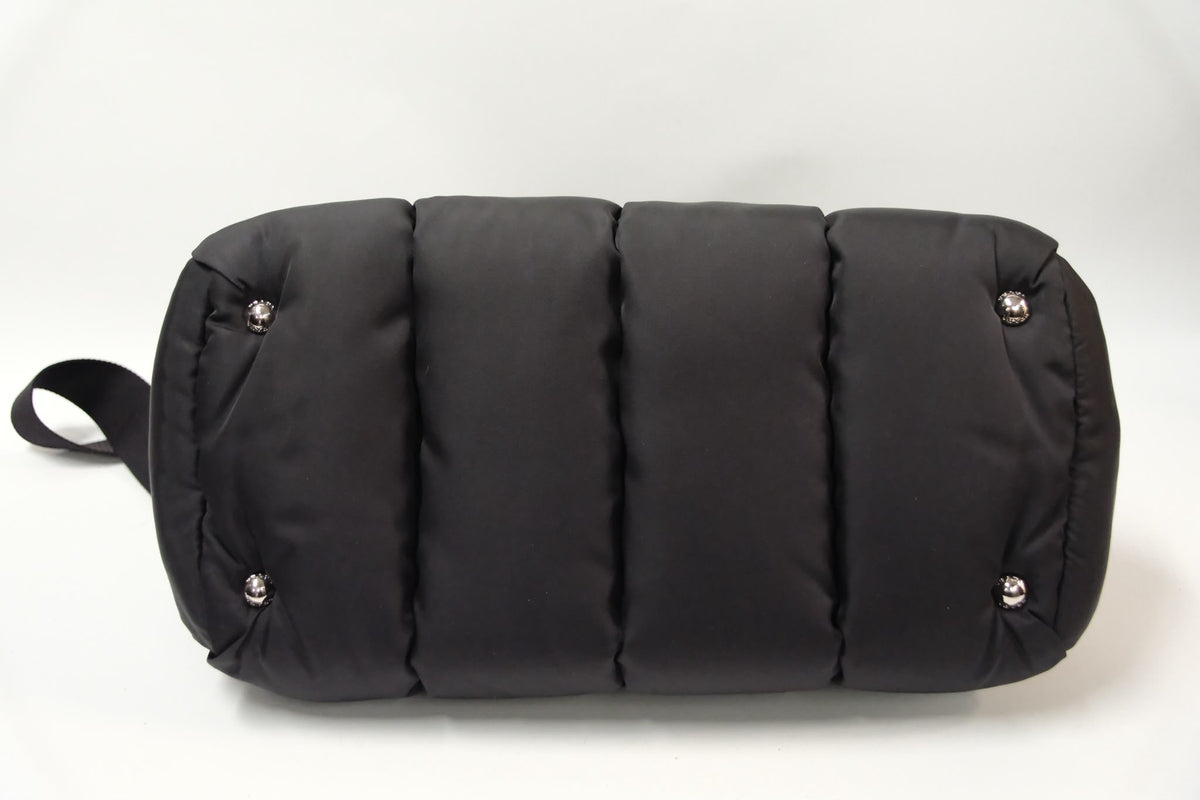 Prada Padded black Nylon Dome Satchel Black & Silver Tone Hardware